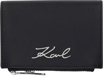 Karl Lagerfeld K/Signature Bifold Portemonnee - Dames - Portefeuilles - Zwart - ONE Size - Leer - Accessoires