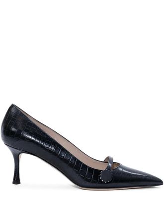 N&deg;21 crocodile-embossed leather pumps - Black
