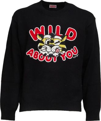 Kenzo Wild Tiger Sweater - Heren - Ronde hals truien - Zwart - M - Katoen - Truien & Vesten