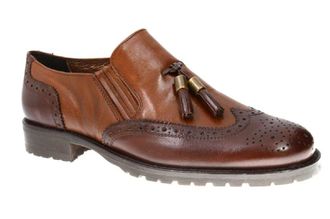 Vitelo Ladies Brogue/Loafers with Tassel in Burgundy, Black and Brown Calf Leather F68 (9 UK, Brown)