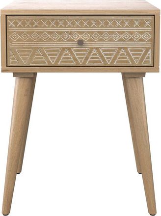 Rendez-Vous D&eacute;co Rendez-vous D&eacute;co - Mesita De Noche De Madera De Mango Grabada 1 Caj&oacute;n - Tiny