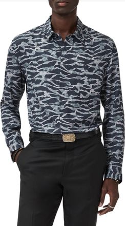 John Varvatos Rodney Long Sleeve Button Placket Shirt In Black