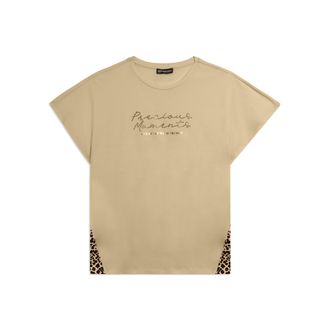 Freddy T-shirt Manica Corta con Inserti Animalier e Dettagli in Borchie
