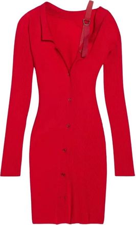Jacquemus La Robe Maille Colin Mini Jurk - Dames - Korte kleedjes - Rood - S - Wol - Kleedjes