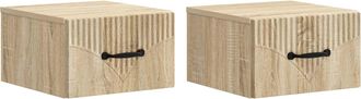 vidaXL Mesita De Noche De Pared 2 Uds. Roble Sonoma 34,5 X 33 X 20 Cm Vidaxl