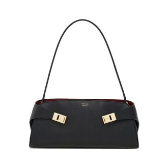Ferragamo East-West Hug Bag - female - Ferragamo - Shoulder Bags - Black - ONE SIZE - Bags