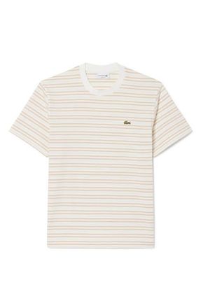 Lacoste Essentials Stripe Cotton T-Shirt in Millet/Flour at Nordstrom, Size 3