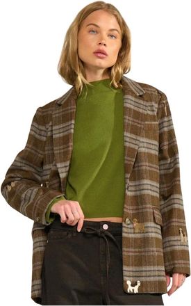 N&uuml;mph Jassen, Dames, Bruin, S, Denim, N&uuml;mph Nuezma 707296 Oversize Blazer Kelp