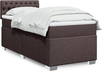 vidaXL Vidaxl - Cama Box Spring Con Colch&oacute;n Tela Marr&oacute;n Oscuro 100x200 Cm