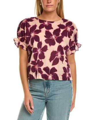 Velvet Delilah Short Sleeve Woven Top