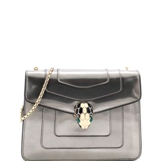 Bulgari Serpenti Forever Square Shoulder Bag Metallic Leather Small