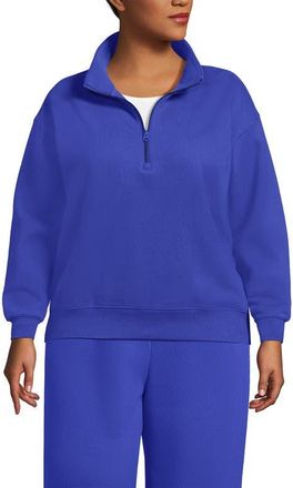 Lands End Plus Size Serious Sweats Relaxed Quarter Zip Pullover Sweatshirt in Blue Breeze at Nordstrom, Size 1X