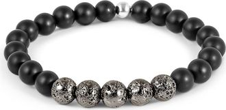 Tateossian Mens Vesuvius Agate Beaded Stretch Bracelet in Black at Nordstrom, Size Medium