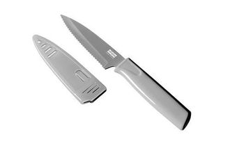 Kuhn Rikon Colori Non-Stick Serrated Paring Knife with Safety Sheath, 4 inch in Gray at Nordstrom