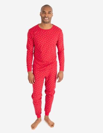 Leveret Mens 2-pc. Cotton Long Sleeve Shirt and Pants Print Pajamas in Snowflake Red at Nordstrom, Size X-Small