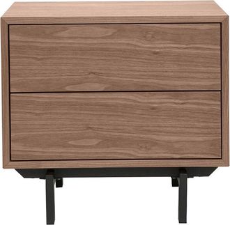 Miliboo Miliboo - Mesilla de noche vintage de nogal y metal manny