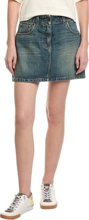 Palm Angels Leather-Trim Denim Skirt