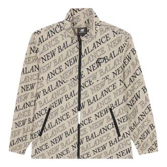 New Balance Logo Print Hooded Jacket Asia Sizing Beige Black 5AC2U123-BEI