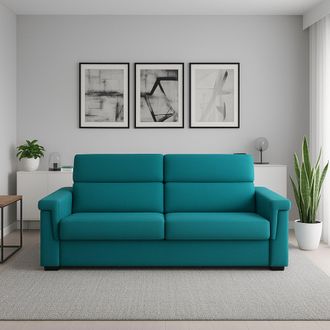 Dmora Sof&aacute; Fijo 2 Plazas Flaibano, Desenfundable, Hidr&oacute;fugo Made In Italy, Lavable, 205x95x100h Cm Azul