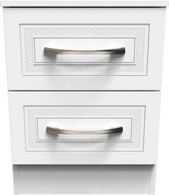 Welcome Furniture Dakar Ready Assembled Bedside Table with 2 Drawers - Signature White - Welcome Furniture | TJ Hughes