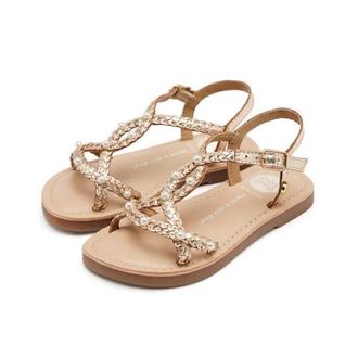 Sandales Noires Métallisées Pour Fille Tilly - Talon Réglable - Semelle Intérieure Cuir Rembourrée - Confortables Et élégantes
