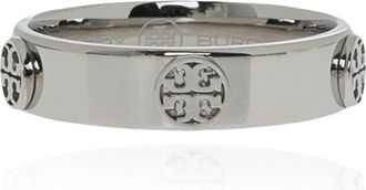 Tory Burch Ring met Reli&euml;flogo - Dames - Ringen - Grijs - 45 MM - Accessoires
