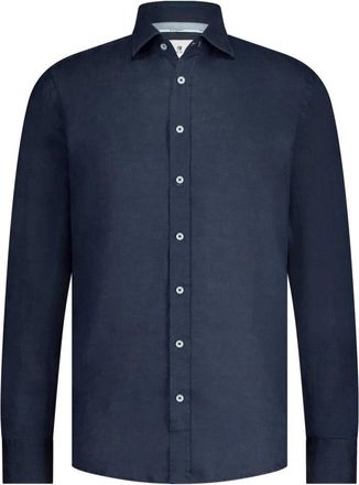 State of Art Effen Linnen Overhemd Lange Mouw - Heren - Casual Overhemden - Blauw - 3XL - Linnen - Overhemden
