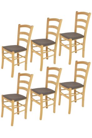 Tommychairs Tommychairs 6 Sillas Venice En Haya Color Natural, Asiento Tela Corzo