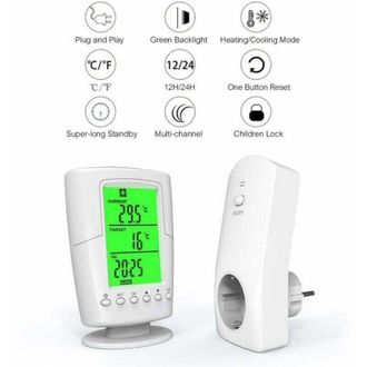 OEM Kit De Termostato Inteligente Inal&aacute;mbrico Programable, Control Mediante Enchufe, Pantalla Lcd Y Temperatura Ajustable De 0 A 60 &deg;c