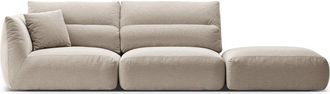 CXL by Christian Lacroix 4-Sitzer Designer Sofa Maurie mit Ottomane - Strukturstoff Chenille Light Beige