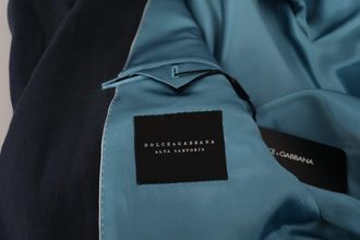 Dolce & Gabbana Mens Dark Blue Alta Sartoria Jacket Coat Blazer Cotton Clothing