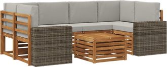 vidaXL Conjunto De Sof&aacute;s De Exterior 7 Uds. Natural Y Gris Claro Vidaxl
