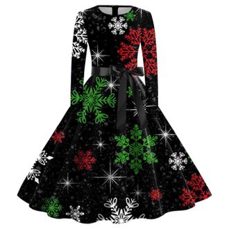 Generic Rrongwn 2025 Christmas Dress Womens Round Neck Long Sleeve Dresses Festive Party Dress Loose Round Neck Christmas Dress Long Sleeve Cocktail Dress Fun