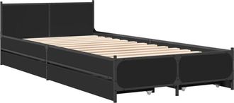 vidaXL Cama Con Cajones Madera De Ingenier&iacute;a Negra 90x200 Cm Vidaxl
