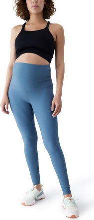 Ingrid & Isabel Maternity Ribbed Active Legging in Dusty Blue at Nordstrom, Size X-Large