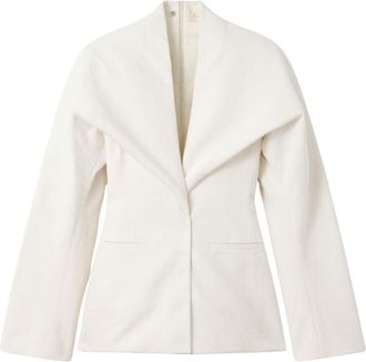 Jacquemus White Solid Shawl Lapel Blazer
