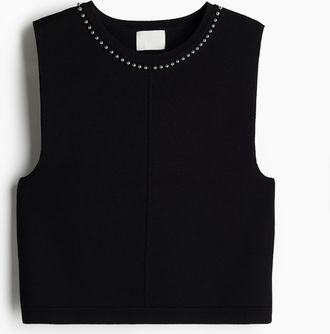 H&M Tanktop mit Perlenstickereien - Schwarz