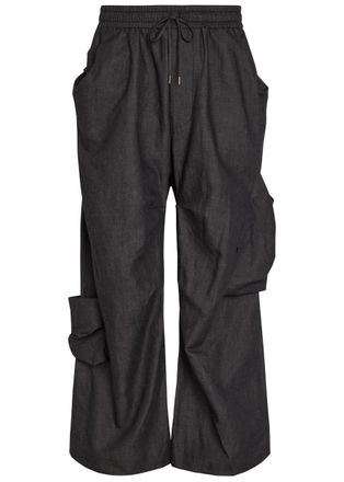 Vivienne Westwood Achilles Draped Wide-leg Cotton-blend Cargo Trousers - Navy - 46 (IT46 / S)