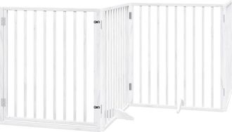 vidaXL Dog Gate with Door Foldable 6 Panels White 480 cm Poplar Wood vidaXL