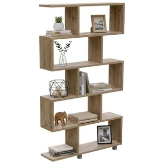 Dmora Libreria Severa, Scaffale da ufficio, Mobile portalibri, Biblioteca, 90x20h156 cm, Quercia - Dmora