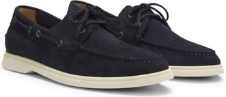 BOSS Lace-detail boat shoes in suede