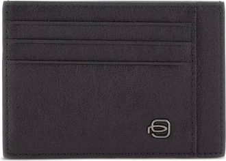 Piquadro Portacarte in pelle con logo - Nero