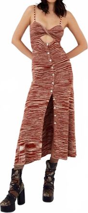 For Love & Lemons Isabela Midi Dress In Burnt Orange Multi