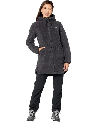 L.L.Bean L. L.Bean Mountain Pile Coat Womens Alloy Gray Fleece Full Zip Hooded Cozy JZZ13