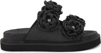 Kurt Geiger Womens Sonnet Footbed Sandals - Black Fabric - Size UK 6