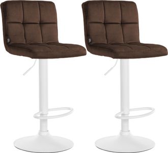 Clp Clp - Set De 2 Taburetes De Bar Peru En Terciopelo Marr&oacute;n Blanco