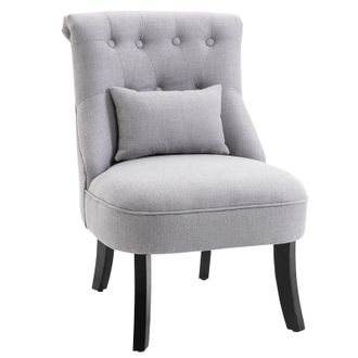 HOMCOM Fabric Single Sofa Armchair Upholstered w/Pillow Wood Leg Livingroom Grey | TJ Hughes