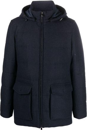 Corneliani cargo-pocket cashmere padded jacket - men - Wool/Cashmere/Other fibres/Polyester/Cotton/Feather Down - 56 - Blue