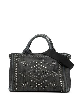 Prada 2010-2025 Small Denim Canapa Bijoux and Grommet satchel - Blue