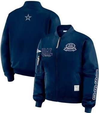 WEAR by Erin Andrews Womens WEAR by Erin Andrews Navy Dallas Cowboys Patch Full-Zip Bomber Jacket at Nordstrom, Size Xx-Large